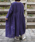 NMDS26234D 80s ORGANIC MICRO CHECK OVERDYE CREW-NECK BUTTON SHIRT MAXI DRESS WITH MINI PINTUCK