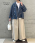 ISNAM2601CB NAVY (INDIGO) CHAMBRAY ROUND COLLAR DOUBLE JACKET