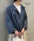 ISNAM2601CB NAVY (INDIGO) CHAMBRAY ROUND COLLAR DOUBLE JACKET