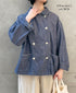ISNAM2601CB NAVY (INDIGO) CHAMBRAY ROUND COLLAR DOUBLE JACKET