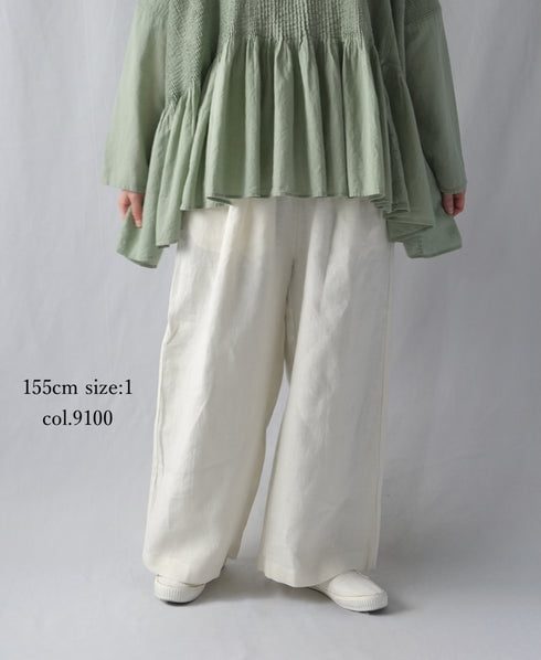 GNMDS2502FL 40s FRENCH LINEN DYED CANVAS 2TUCK WIDE EASY PANTS