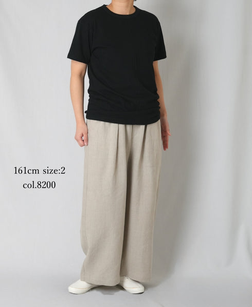 GNMDS2502FL 40s FRENCH LINEN DYED CANVAS 2TUCK WIDE EASY PANTS