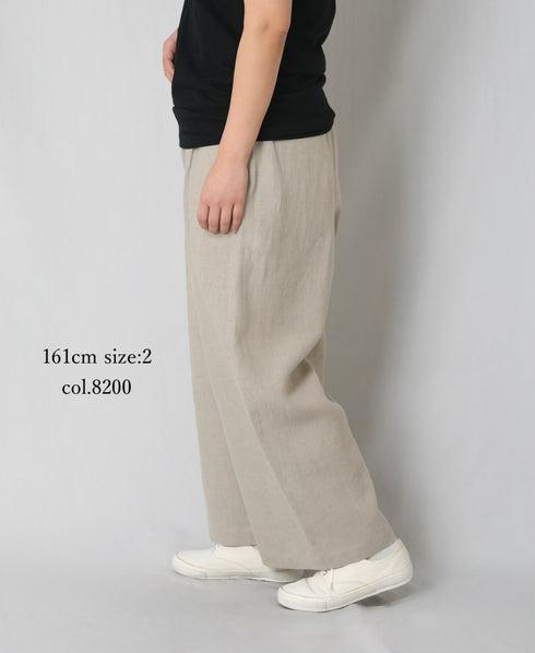 GNMDS2502FL 40s FRENCH LINEN DYED CANVAS 2TUCK WIDE EASY PANTS