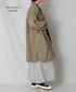 ISNAM2602D LINEN/COTTON PLAIN OVERDYE ROUND COLLAR DOUBLE LONG JACKET