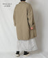 ISNAM2602D LINEN/COTTON PLAIN OVERDYE ROUND COLLAR DOUBLE LONG JACKET