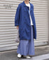 ISNAM2602D LINEN/COTTON PLAIN OVERDYE ROUND COLLAR DOUBLE LONG JACKET