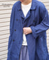 ISNAM2602D LINEN/COTTON PLAIN OVERDYE ROUND COLLAR DOUBLE LONG JACKET