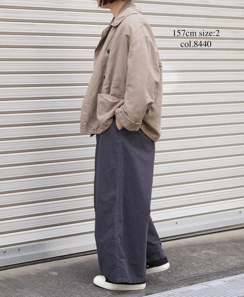 ISNAM2601D LINEN/COTTON PLAIN OVERDYE ROUND COLLAR DOUBLE JACKET