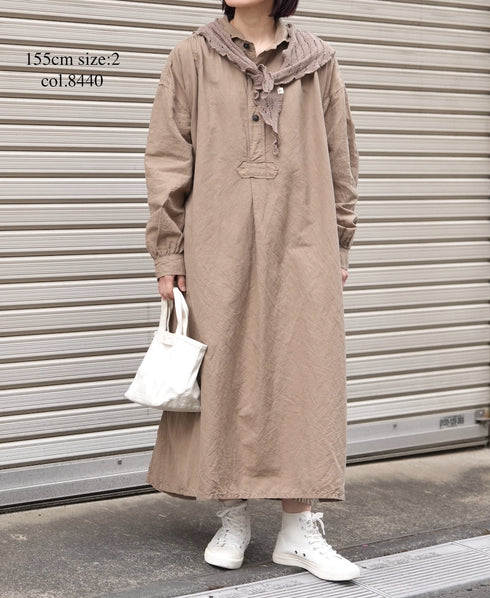 ISNAM2603D LINEN/COTTON PLAIN OVERDYE WORK GATHERED DRESS SHIRT