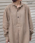 ISNAM2603D LINEN/COTTON PLAIN OVERDYE WORK GATHERED DRESS SHIRT