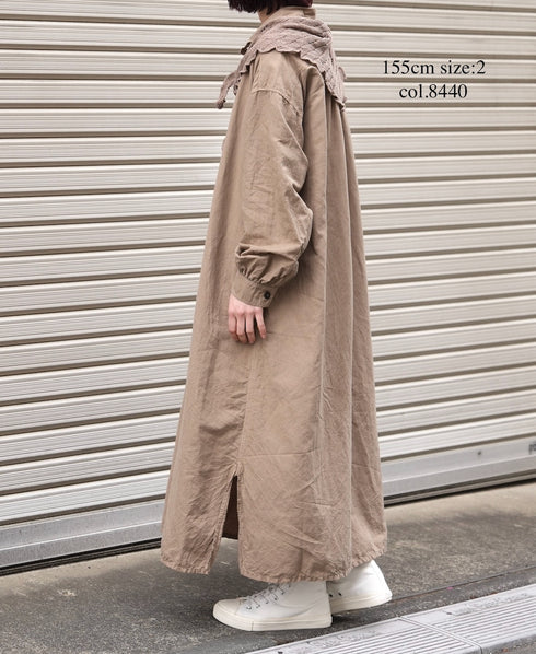 ISNAM2603D LINEN/COTTON PLAIN OVERDYE WORK GATHERED DRESS SHIRT