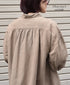 ISNAM2603D LINEN/COTTON PLAIN OVERDYE WORK GATHERED DRESS SHIRT