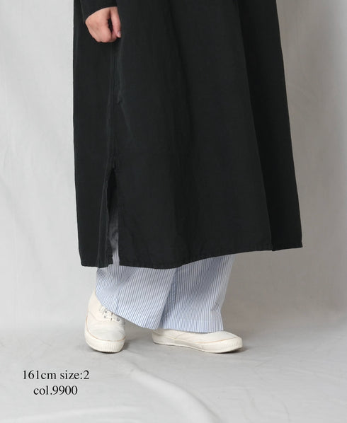 ISNAM2603D LINEN/COTTON PLAIN OVERDYE WORK GATHERED DRESS SHIRT