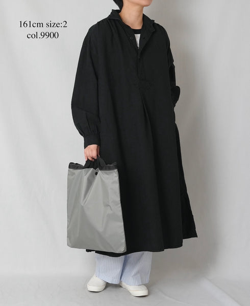 ISNAM2603D LINEN/COTTON PLAIN OVERDYE WORK GATHERED DRESS SHIRT