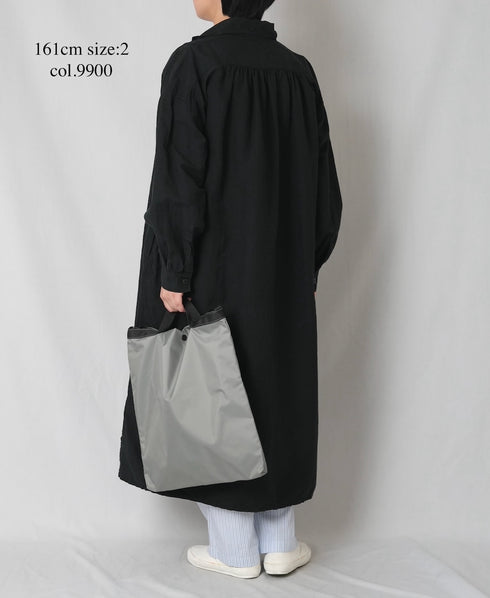 ISNAM2603D LINEN/COTTON PLAIN OVERDYE WORK GATHERED DRESS SHIRT