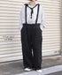 ISNAM2604D LINEN/COTTON PLAIN OVERDYE ADJUSTER TACK PANTS WITH SUSPENDERS