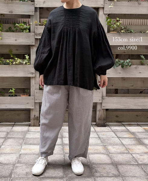 INMDS25012D AUTO LOOM COTTON/LINEN PLAIN OVERDYE BACK OPENING CREW-NECK SHIRT