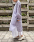 INMDS26023 HANDWOVEN COTTON/SILK SMALL GINGHAM CHECK FRILL COLLAR LONG SHIRTS