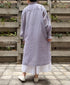 INMDS26023 HANDWOVEN COTTON/SILK SMALL GINGHAM CHECK FRILL COLLAR LONG SHIRTS