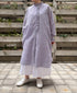 INMDS26023 HANDWOVEN COTTON/SILK SMALL GINGHAM CHECK FRILL COLLAR LONG SHIRTS