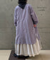 INMDS26023 HANDWOVEN COTTON/SILK SMALL GINGHAM CHECK FRILL COLLAR LONG SHIRTS