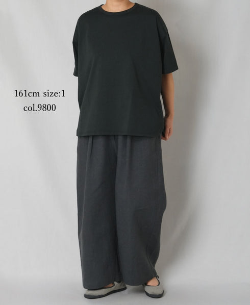 GNMDS2502FL 40s FRENCH LINEN DYED CANVAS 2TUCK WIDE EASY PANTS