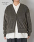 GNSL26031 LINEN/POLYESTER PILE V-NECK 1BUTTON CARDIGAN