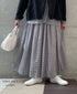 INMDS26026 HANDWOVEN COTTON/SILK SMALL GINGHAM CHECK GATHERED SKIRT