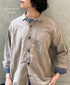 INHT2512CLD COTTON LINEN PLAIN OVERDYE ONE-UP COLLAR SHIRT