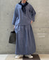 INAM2624CB DOBIE CHAMBRAY WASH PLEATED EASY SKIRT WITH LINING