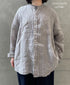 NVL1951LW 60s LINEN CHAMBRAY BANDED COLLAR L/SL OVERSIZED SHIRT
