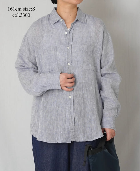 NVL1861LW 60s LINEN CHAMBRAY REGULAR COLLAR L/SL OVERSIZED SHIRT