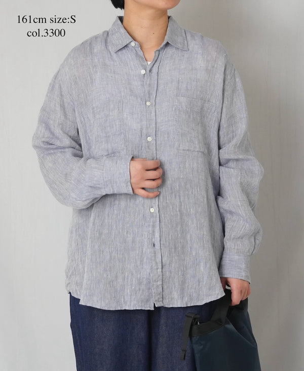 NVL1861LW 60s LINEN CHAMBRAY REGULAR COLLAR L/SL OVERSIZED SHIRT