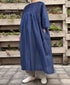 NMDS26253 80s VOILE SMALL GENTIANA BLOCK PRINT BACK OPENING PULLOVER DRESS WITH MINI PINTUCK
