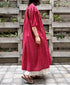 NMDS26253 80s VOILE SMALL GENTIANA BLOCK PRINT BACK OPENING PULLOVER DRESS WITH MINI PINTUCK