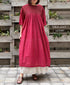NMDS26253 80s VOILE SMALL GENTIANA BLOCK PRINT BACK OPENING PULLOVER DRESS WITH MINI PINTUCK
