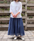 NMDS26254 80s VOILE SMALL GENTIANA BLOCK PRINT GATHERED SKIRT WITH LINING