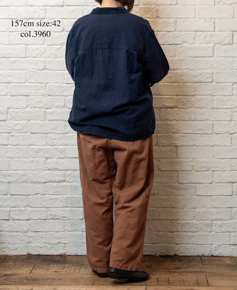 INHT2512CLD COTTON LINEN PLAIN OVERDYE ONE-UP COLLAR SHIRT