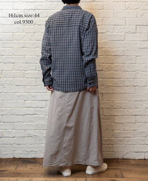 INHT2512CCD COTTON CHECK OVERDYE ONE-UP COLLAR SHIRT
