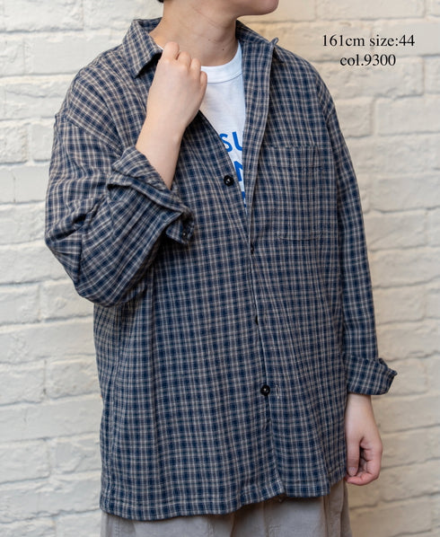 INHT2512CCD COTTON CHECK OVERDYE ONE-UP COLLAR SHIRT
