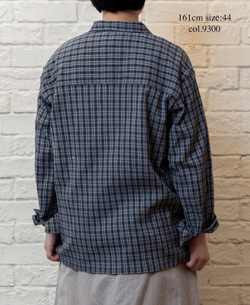 INHT2512CCD COTTON CHECK OVERDYE ONE-UP COLLAR SHIRT