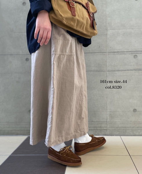 INHT2514CLD COTTON LINEN PLAIN OVERDYE EASY SKIRT