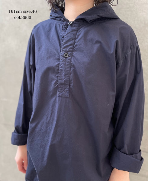 INHT2604CP 60s COTTON POPLIN OVERDYE HOODED PULLOVER SHIRT