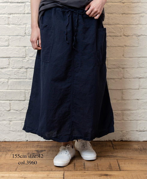INHT2514CLD COTTON LINEN PLAIN OVERDYE EASY SKIRT