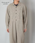 INHT2511CLD COTTON LINEN PLAIN OVERDYE ONE-UP COLLAR OVERALLS