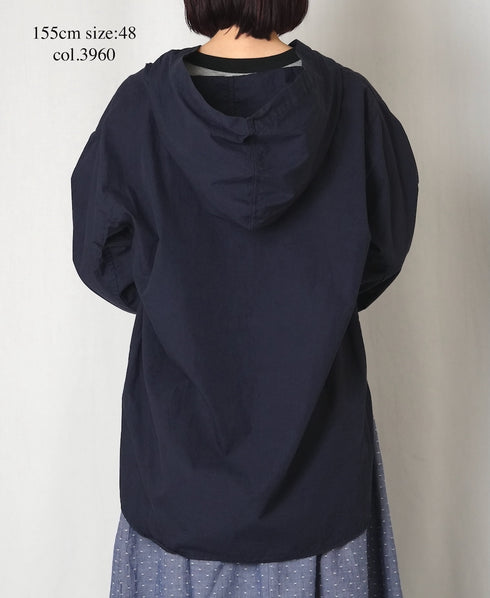 INHT2604CP 60s COTTON POPLIN OVERDYE HOODED PULLOVER SHIRT