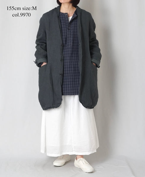 NVL2601LD 50s LINEN PLAIN (OVERDYE) TAILORED LONG JACKET