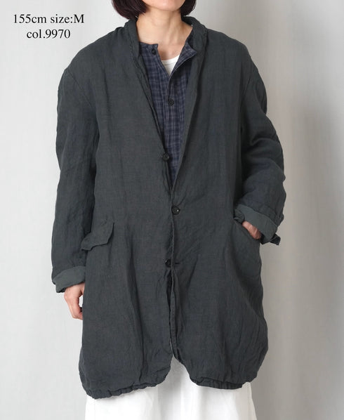 NVL2601LD 50s LINEN PLAIN (OVERDYE) TAILORED LONG JACKET