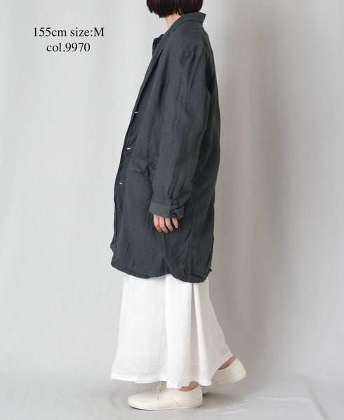 NVL2601LD 50s LINEN PLAIN (OVERDYE) TAILORED LONG JACKET