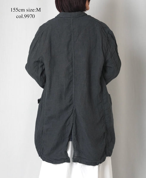 NVL2601LD 50s LINEN PLAIN (OVERDYE) TAILORED LONG JACKET